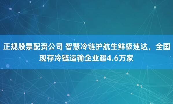 正规股票配资公司 智慧冷链护航生鲜极速达，全国现存冷链运输企业超4.6万家